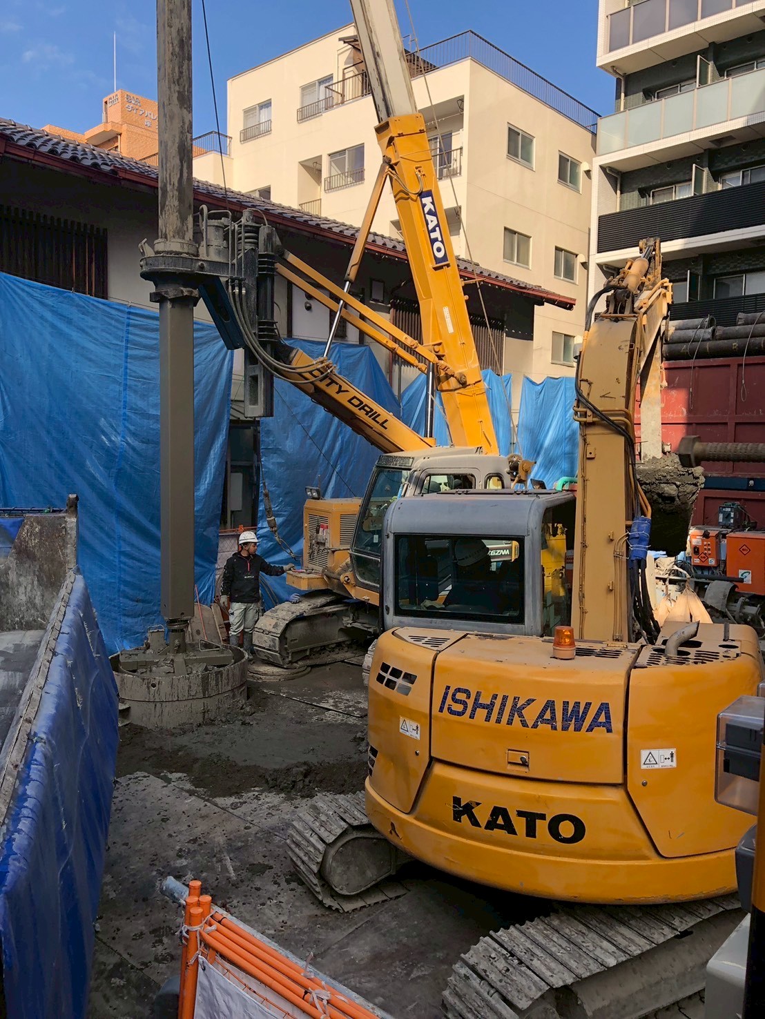 場所打杭工事の施工風景